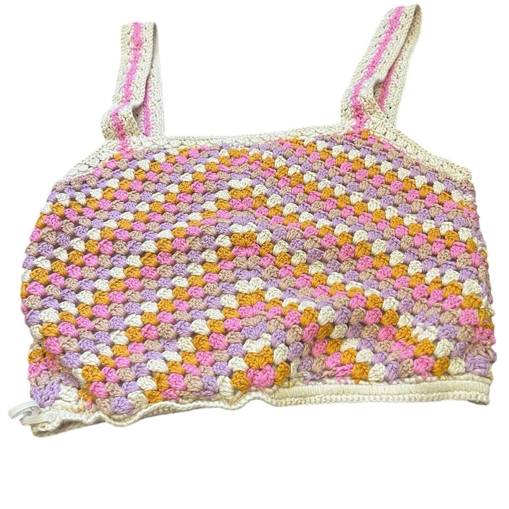 Forever 21 Pastel Multi-Color Crochet Crop Top - Size Small